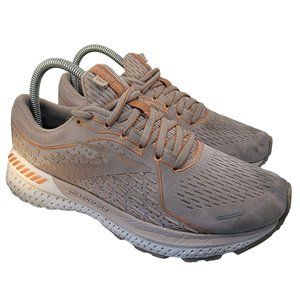 Brooks Womens Adrenaline GTS 21 Beige Running Casual Shoes Size 7.5 1203291B592